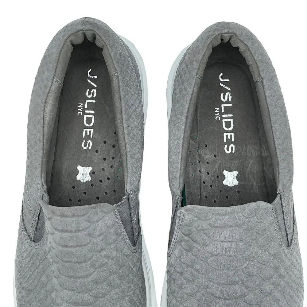 J Slides NYC Ariana Platform Sneakers Faux Snakeskin Croc Pattern Gray Size 8 - Picture 4 of 7